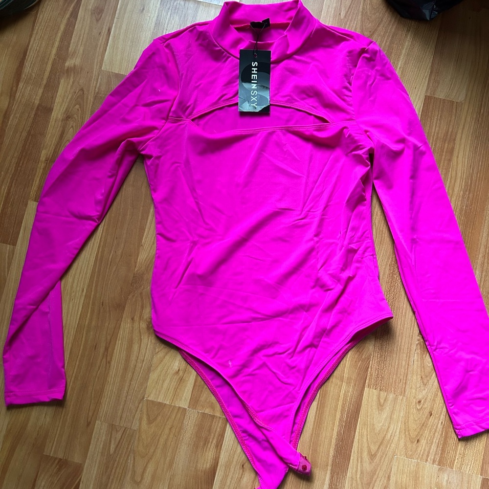 SHEIN Fuchsia Long Sleeve Bodysuit